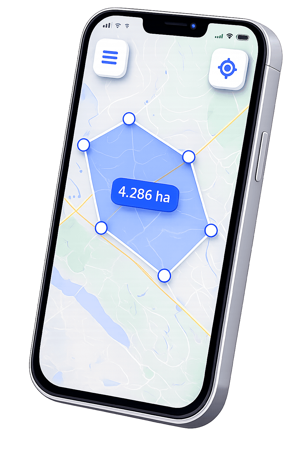 Phone mockup showing the FieldCalc app